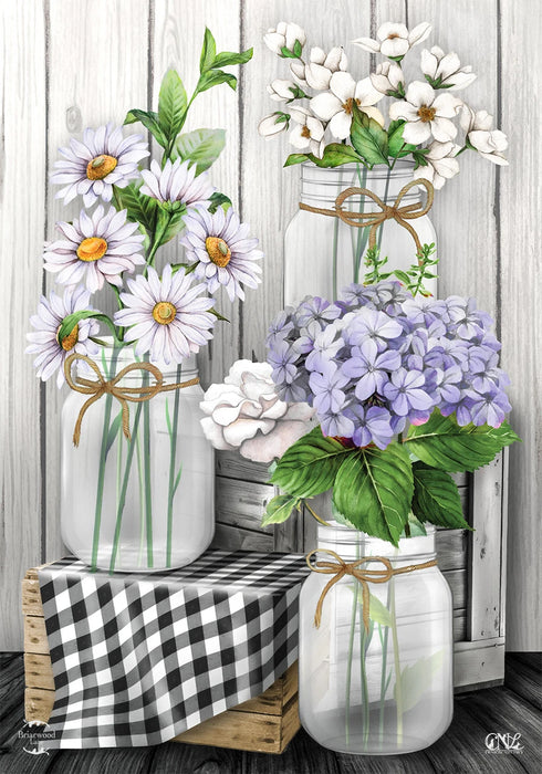 Checkered Mason Jars Garden Flag