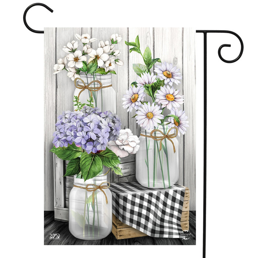 Checkered Mason Jars Garden Flag