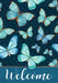 Blue Butterflies Welcome Decorative Flag