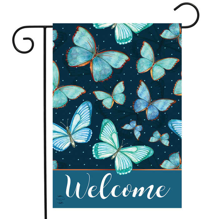 Blue Butterflies Welcome Garden Flag