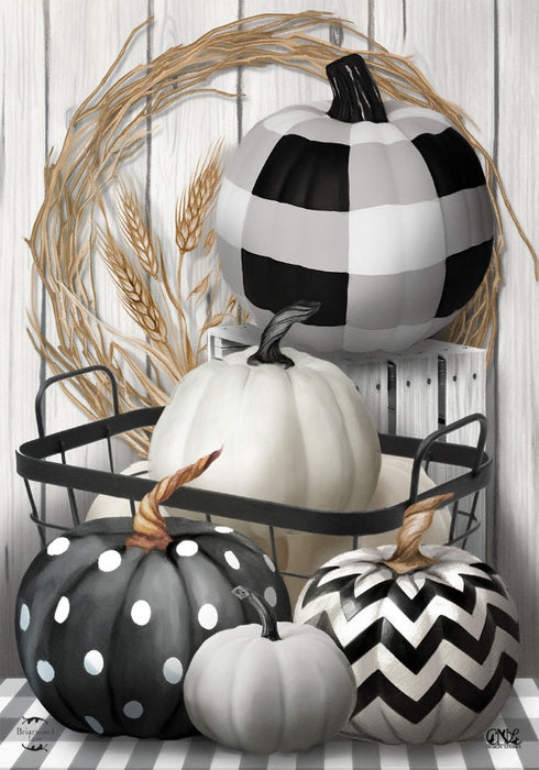 Black & White Pumpkins Banner Flag