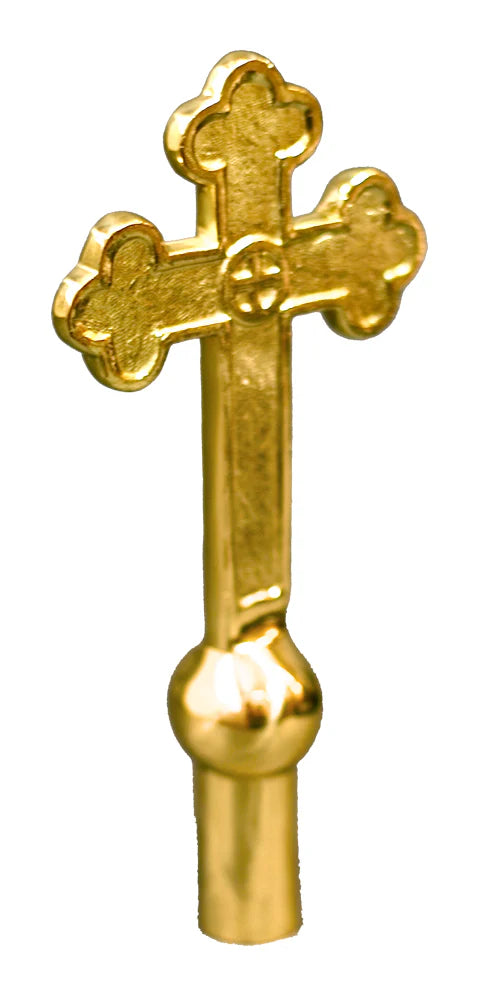 9.25" Church Cross Brass Plated Aluminum Pole Topper