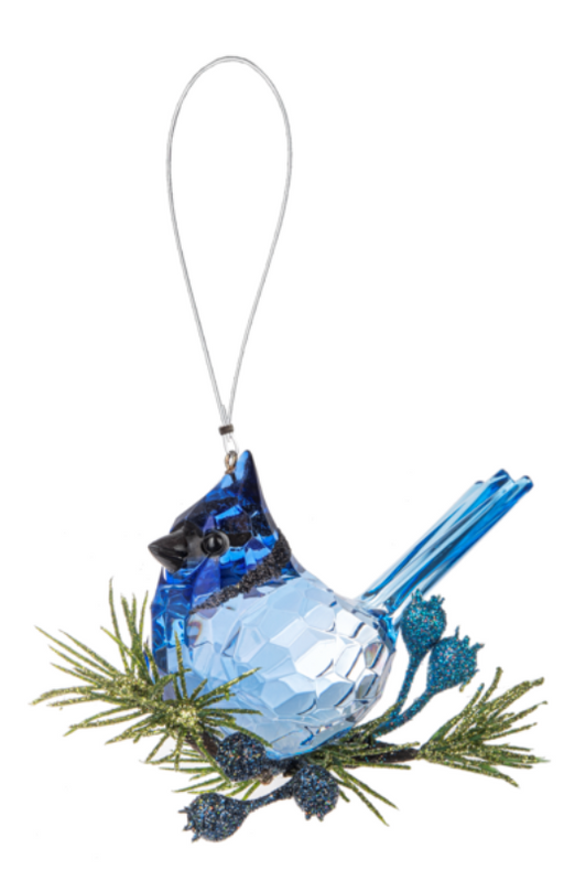 Mistletoe Blue Jay Acrylic Ornament