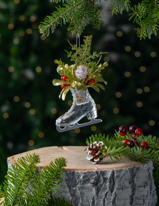 Mistletoe Ice Skate Acrylic Ornament