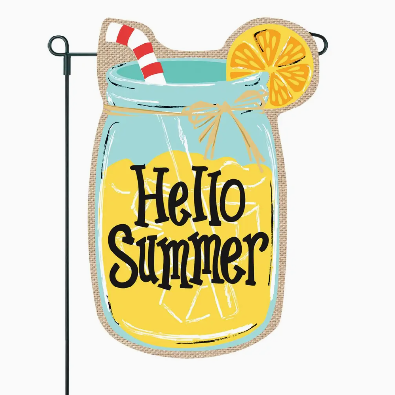 Hello Summer Lemonade Burlap Garden Flag