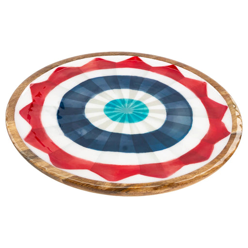 14" Stars & Stripes Round Mango Wood Platter
