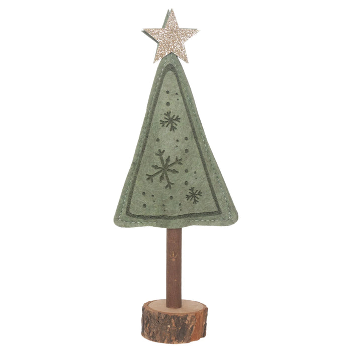 8.25" Felted Tree Snowflake on Wood Stand
