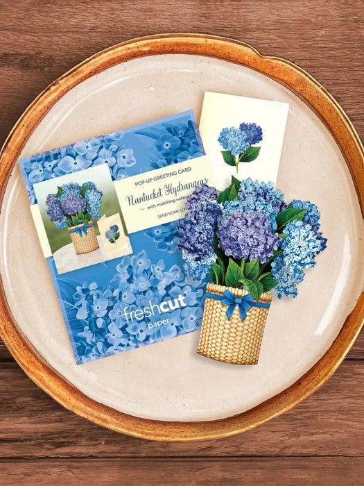 Mini Nantucket Hydrangeas Pop-Up Bouquet w/ Note Card