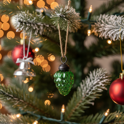 Mini Green Mercury Pinecone Glass Ornament