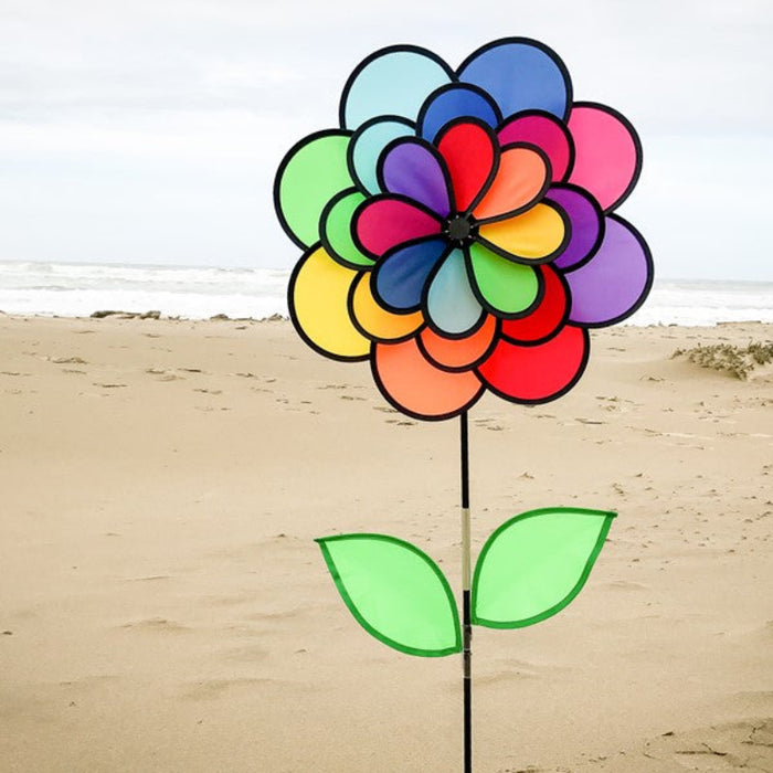 24 Petal Flower with Leaves Triple Wheel Spinner