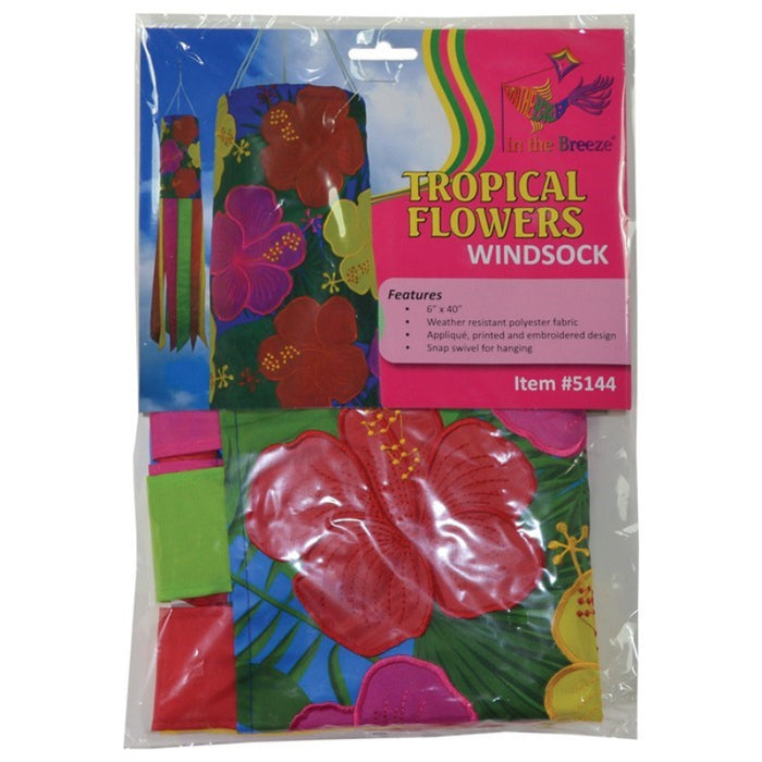 40" Tropical Flowers Windsock