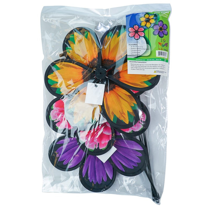 10" Assorted Realistic Flower Spinners (3 Pack)