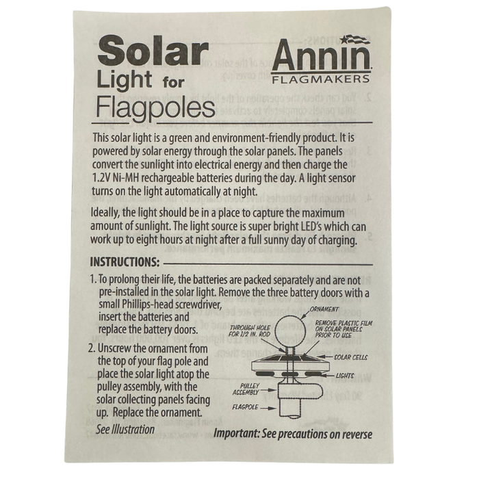 Solar Light for Large In Ground Flagpoles