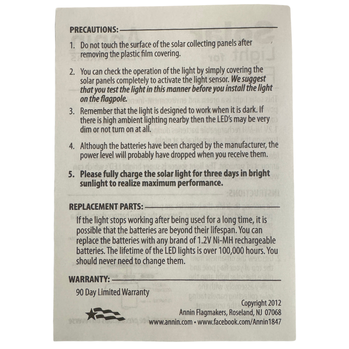 Solar Light for Large In Ground Flagpoles