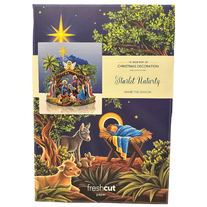 Starlit Nativity Pop-Up Decor w/ Note Card