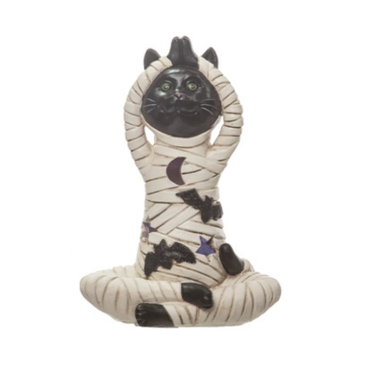 Yoga Mummy Cat Light Up Figurine - Stretching Hands