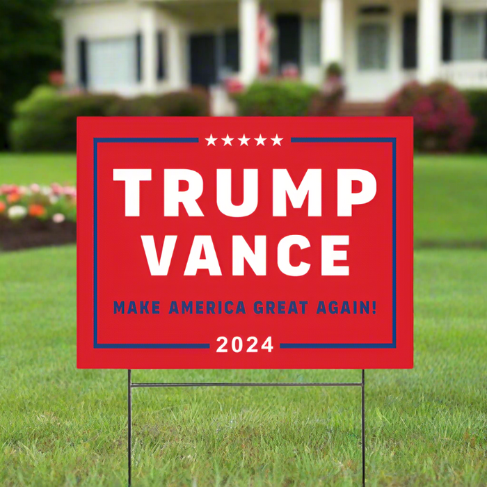 Trump Vance 2024 Red Coroplast Lawn Sign - Made in the USA