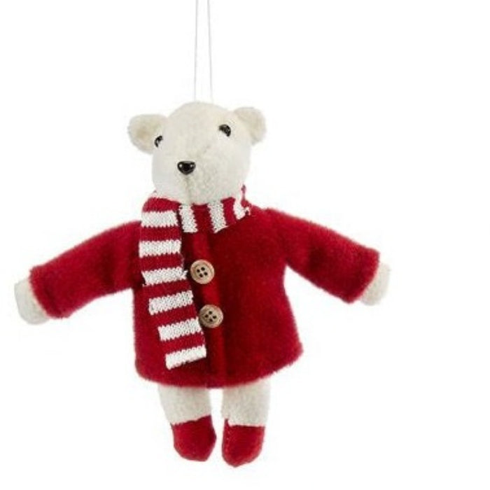 Plush Polar Bear w/ Sweater Ornament