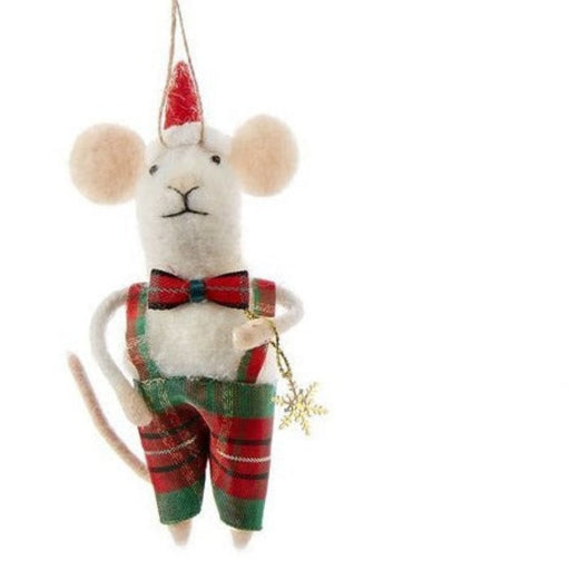 Plaid Bow Tie Mouse Ornament