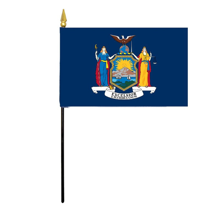 4x6" New York State Stick Flag - Made in USA