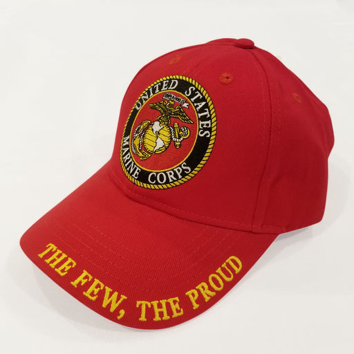 Marine corps embroidered logo on bright red hat 