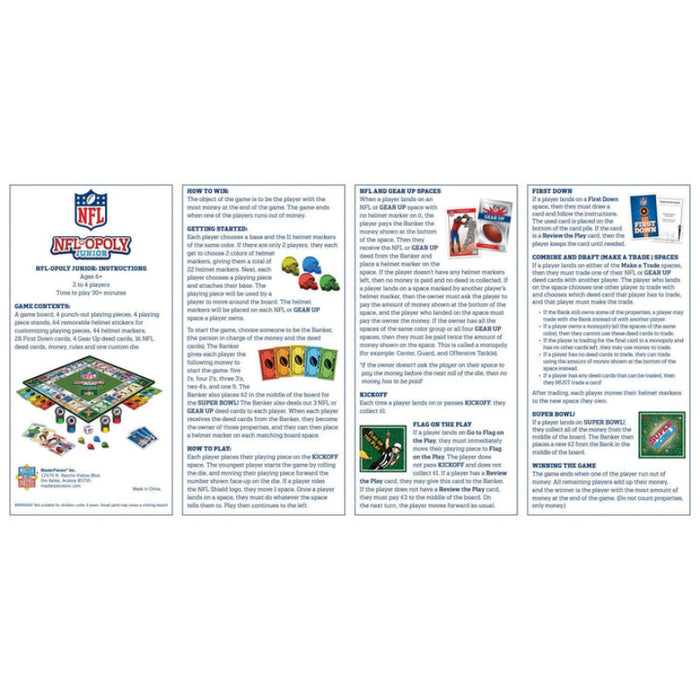 NFL Opoly Junior Board Game