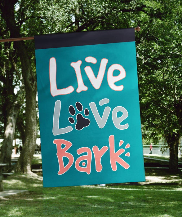 Live Love Bark Dogs Applique Banner Flag