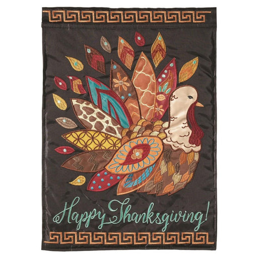 Patterned Turkey Applique Garden Flag
