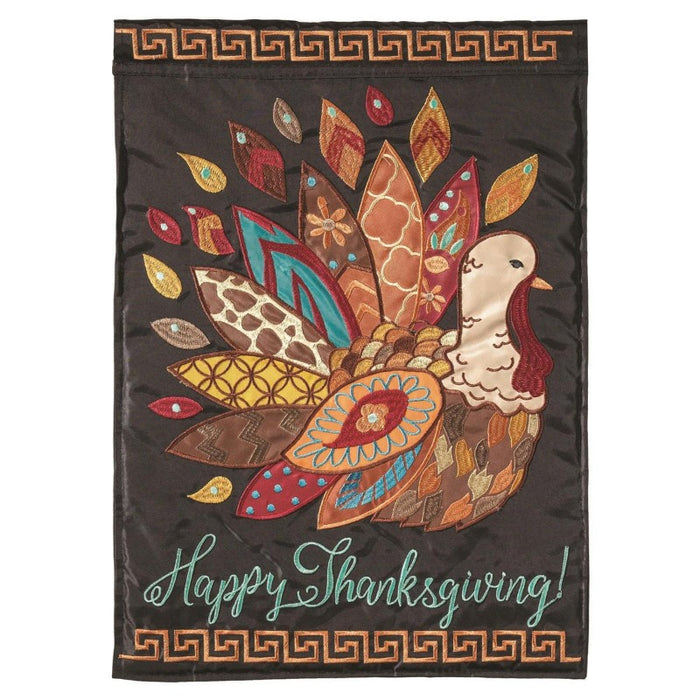 Patterned Turkey Applique Garden Flag