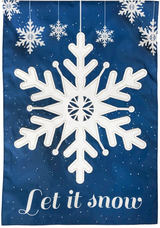 Let It Snow Snowflakes Applique Decorative Garden Flag