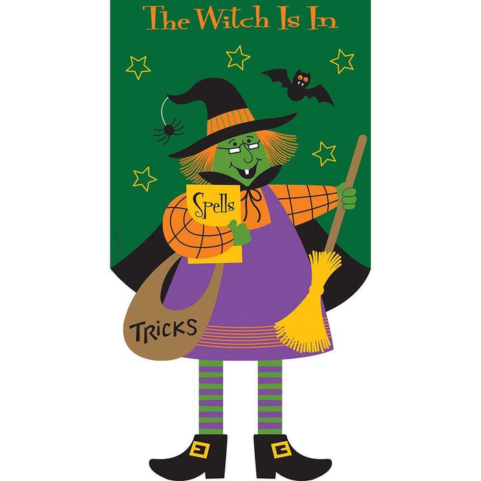 The Witch Is In Crazy Legs Applique Garden Flag