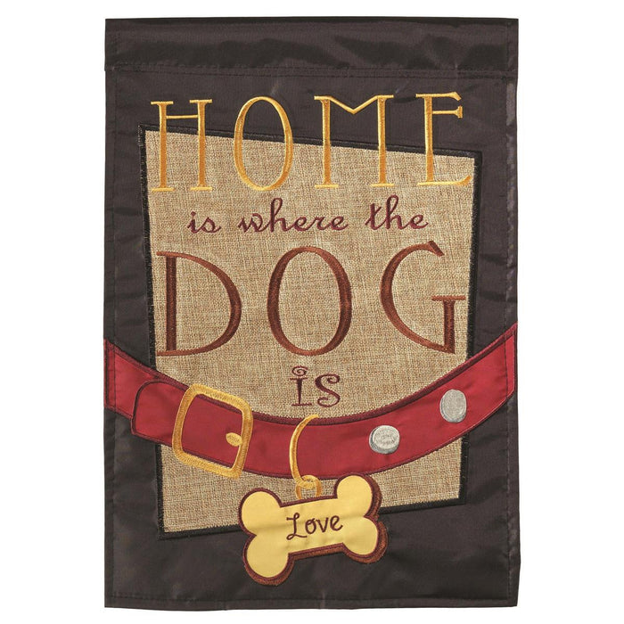 Home Is Where The Dog Is Burlap Garden Flag