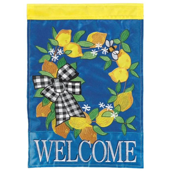Lemon Welcome Applique Garden Flag