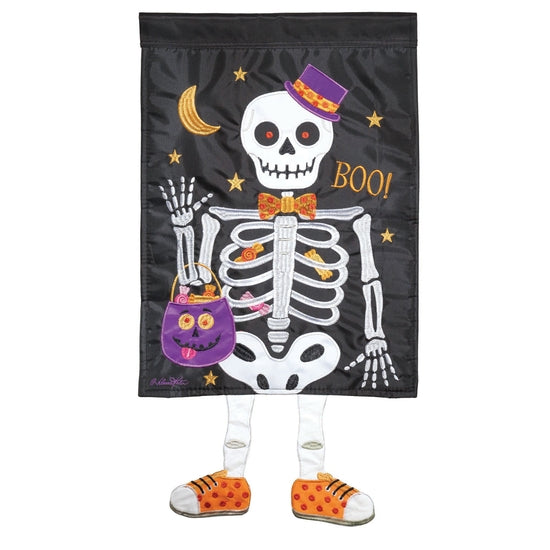 Skeleton Boo Crazy Legs Garden Flag