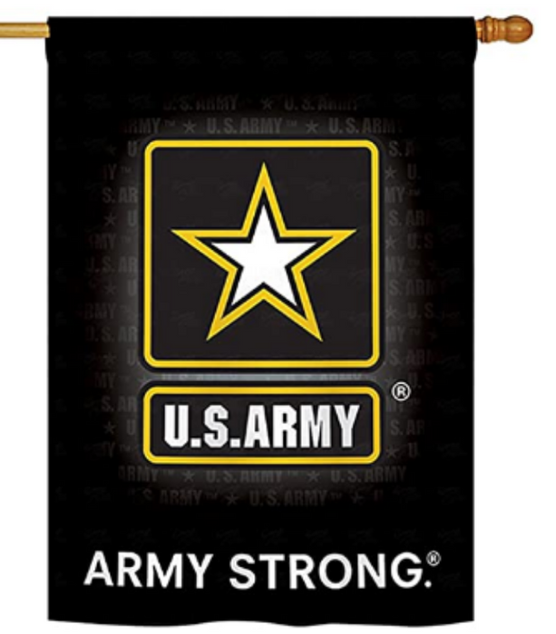 us army on black with gold logo banner flag
