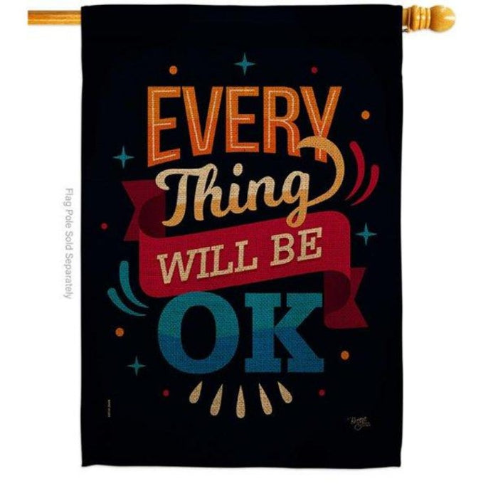 black flag with calligraphy text saying "everything will be ok"