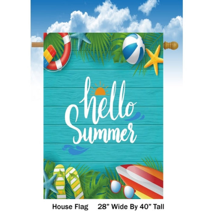 Hello Summer Banner Flag, HARDWARE NOT INCLUDED