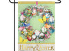 "Happy Easter" Wreath Suede Garden Flag