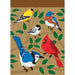 5 Songbirds Burlap Garden Flag - goldfinch, bluebird, chickadee, blue jay, cardinal