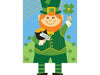 leprechaun themed flag with legs that come down off of the flag
