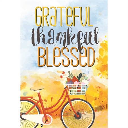 Grateful Thankful Bicycle Garden Flag
