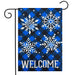 Checkered Snowflakes Applique Burlap Garden Flag