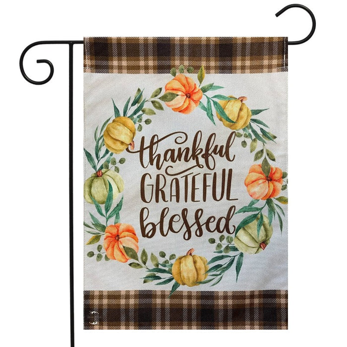 Pumpkin Wreath Burlap Garden Flag
