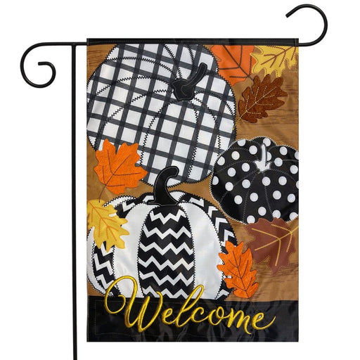 Fall Patterned Pumpkins Applique Garden Flag