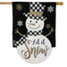 Checkered Snowman Shaped Burlap Banner Flag