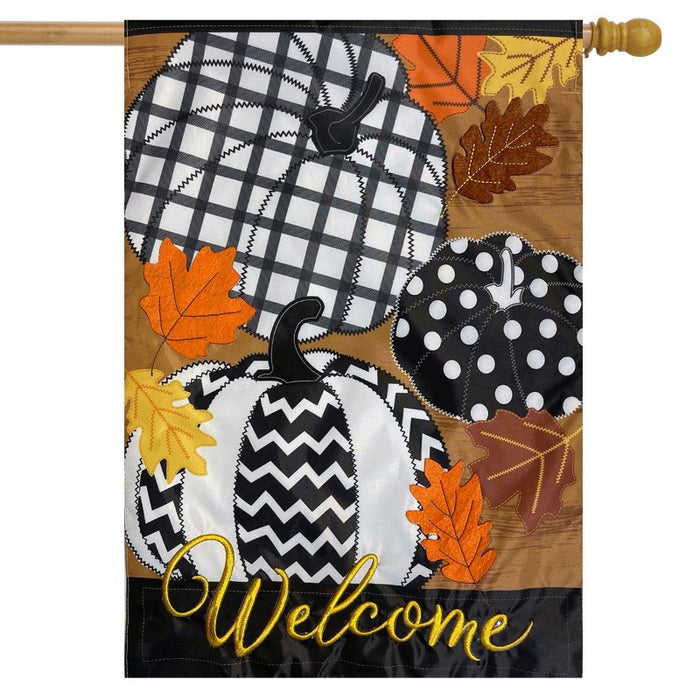 Fall Patterned Pumpkins Applique Banner Flag