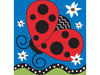 blue flag with large ladybug and the word "welcome" at the bottom