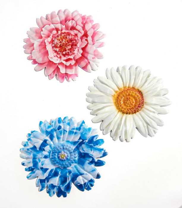 different style options for medium size metal flower wall décor, sold individually 