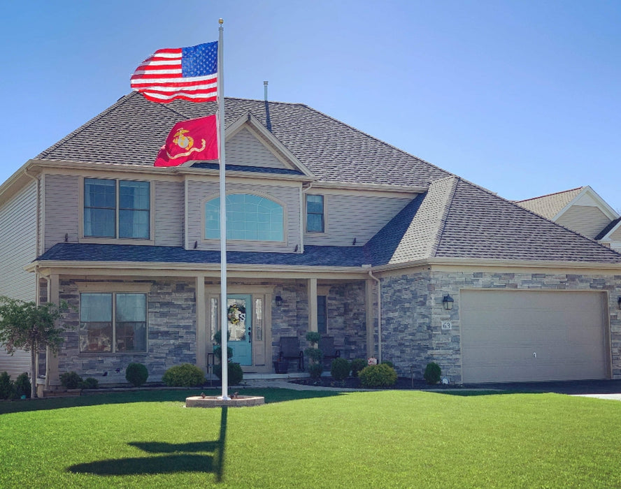 25'x3" White Single Piece Flagpole