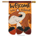 squirrel with acorns autumn plaid flag that says "welcome to the nuthouse"